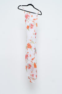 Vintage x Made in Canada x White Floral Back-Tie Dress (S)