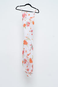 Vintage x Made in Canada x White Floral Back-Tie Dress (S)