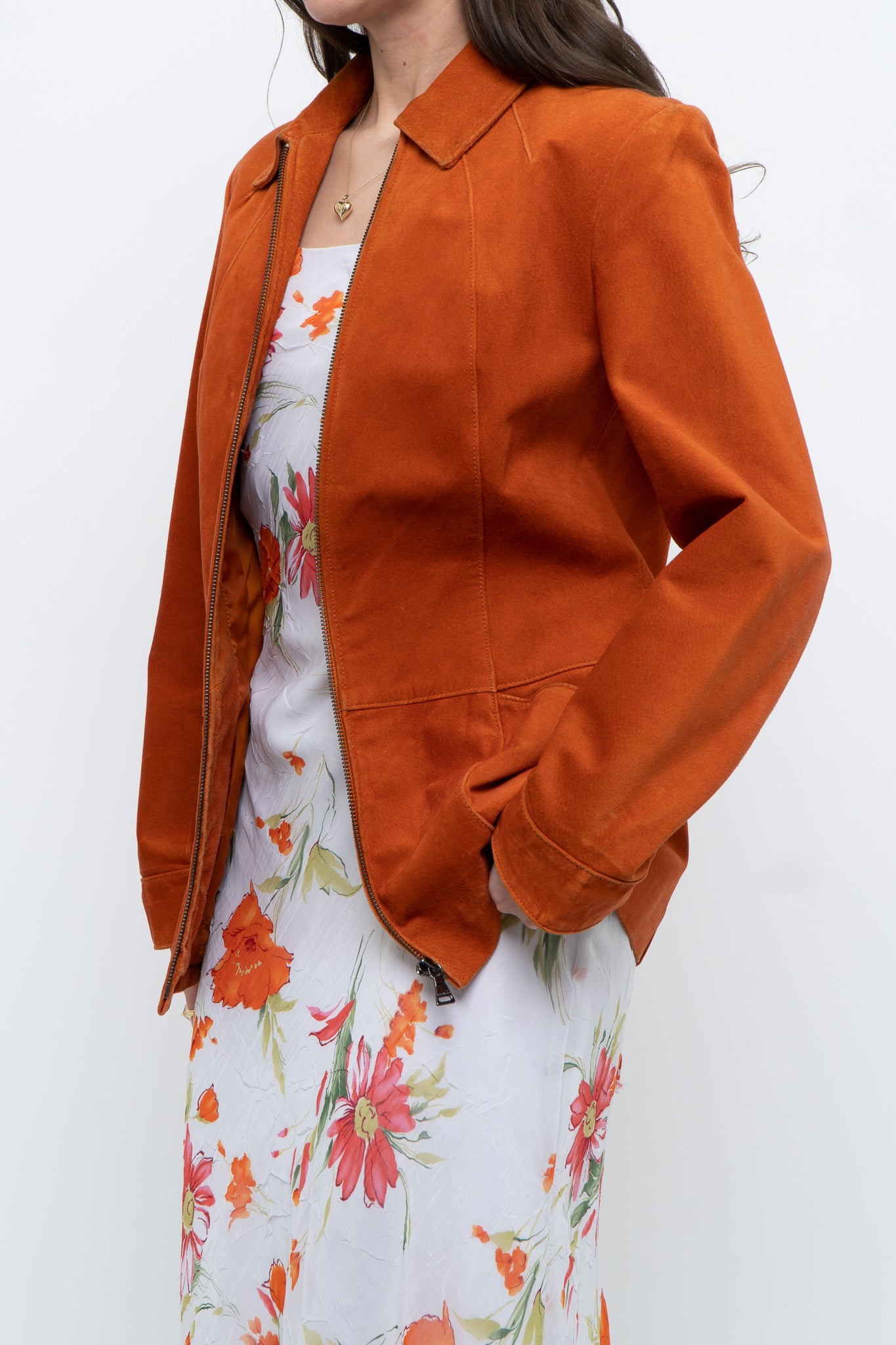 Vintage x Orange Suede Zip Jacket (XS, S)