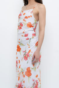 Vintage x Made in Canada x White Floral Back-Tie Dress (S)
