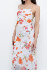 Vintage x Made in Canada x White Floral Back-Tie Dress (S)