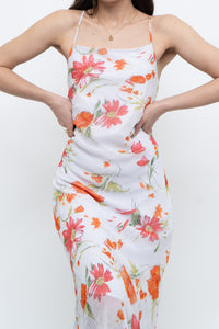 Vintage x Made in Canada x White Floral Back-Tie Dress (S)