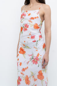 Vintage x Made in Canada x White Floral Back-Tie Dress (S)