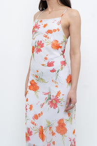 Vintage x Made in Canada x White Floral Back-Tie Dress (S)