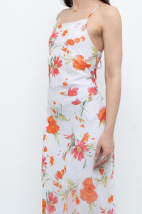 Vintage x Made in Canada x White Floral Back-Tie Dress (S)