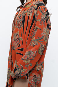 ETRO ITALY x Orange Pure Silk Patterned Buttonup Blouse/Dress (XS-M)