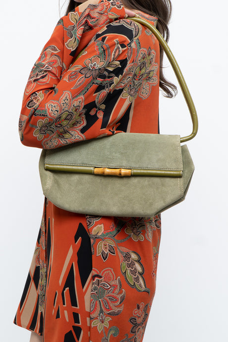 Vintage x LBABILA MILANO Green Suede Purse