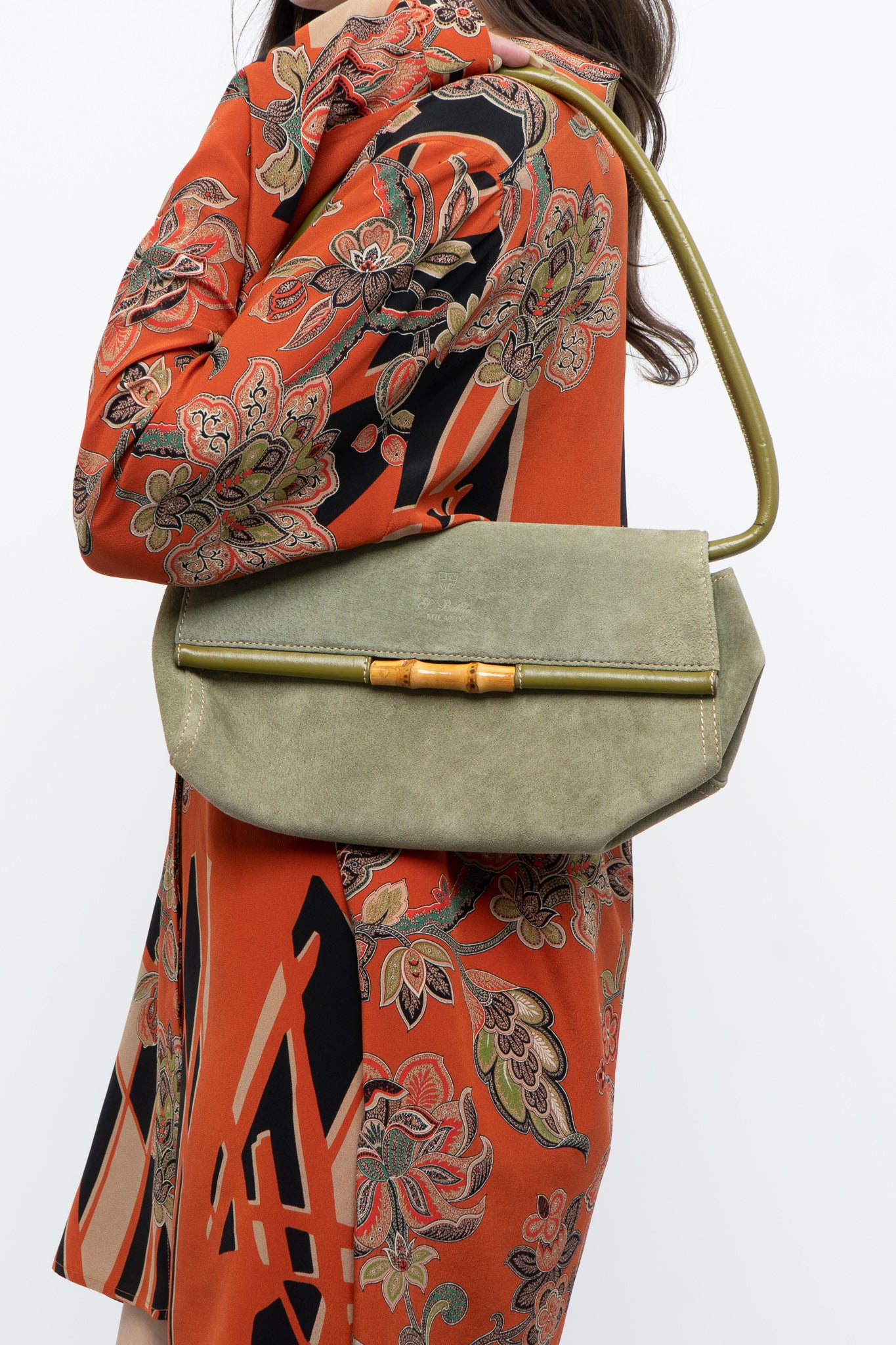 Vintage x LBABILA MILANO Green Suede Purse
