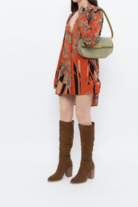 ETRO ITALY x Orange Pure Silk Patterned Buttonup Blouse/Dress (XS-M)