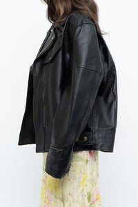 Vintage x Black Pebbled Leather Biker Jacket (M, L)