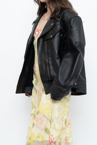 Vintage x Black Pebbled Leather Biker Jacket (M, L)