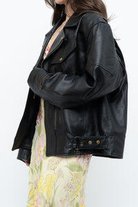 Vintage x Black Pebbled Leather Biker Jacket (M, L)