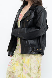 Vintage x Black Pebbled Leather Biker Jacket (M, L)