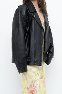 Vintage x Black Pebbled Leather Biker Jacket (M, L)