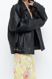 Vintage x Black Pebbled Leather Biker Jacket (M, L)