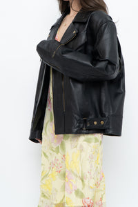 Vintage x Black Pebbled Leather Biker Jacket (M, L)