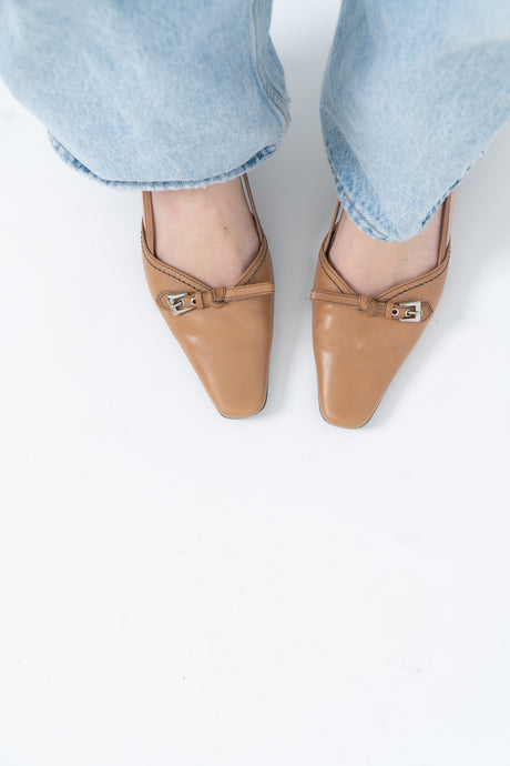 Vintage x FRANCO SARTO Tan Leather Kitten Heels (8)