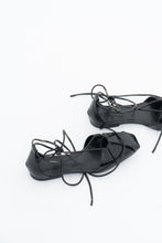Load image into Gallery viewer, MASSIMO DUTI x Black Patent Faux Leather Strappy Flats (5.5)