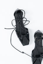 Load image into Gallery viewer, MASSIMO DUTI x Black Patent Faux Leather Strappy Flats (5.5)