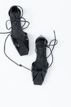 Load image into Gallery viewer, MASSIMO DUTI x Black Patent Faux Leather Strappy Flats (5.5)