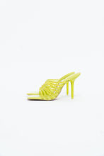 Load image into Gallery viewer, ZARA x Neon Yellow Rhinestone Strappy Heels (7)