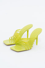 Load image into Gallery viewer, ZARA x Neon Yellow Rhinestone Strappy Heels (7)
