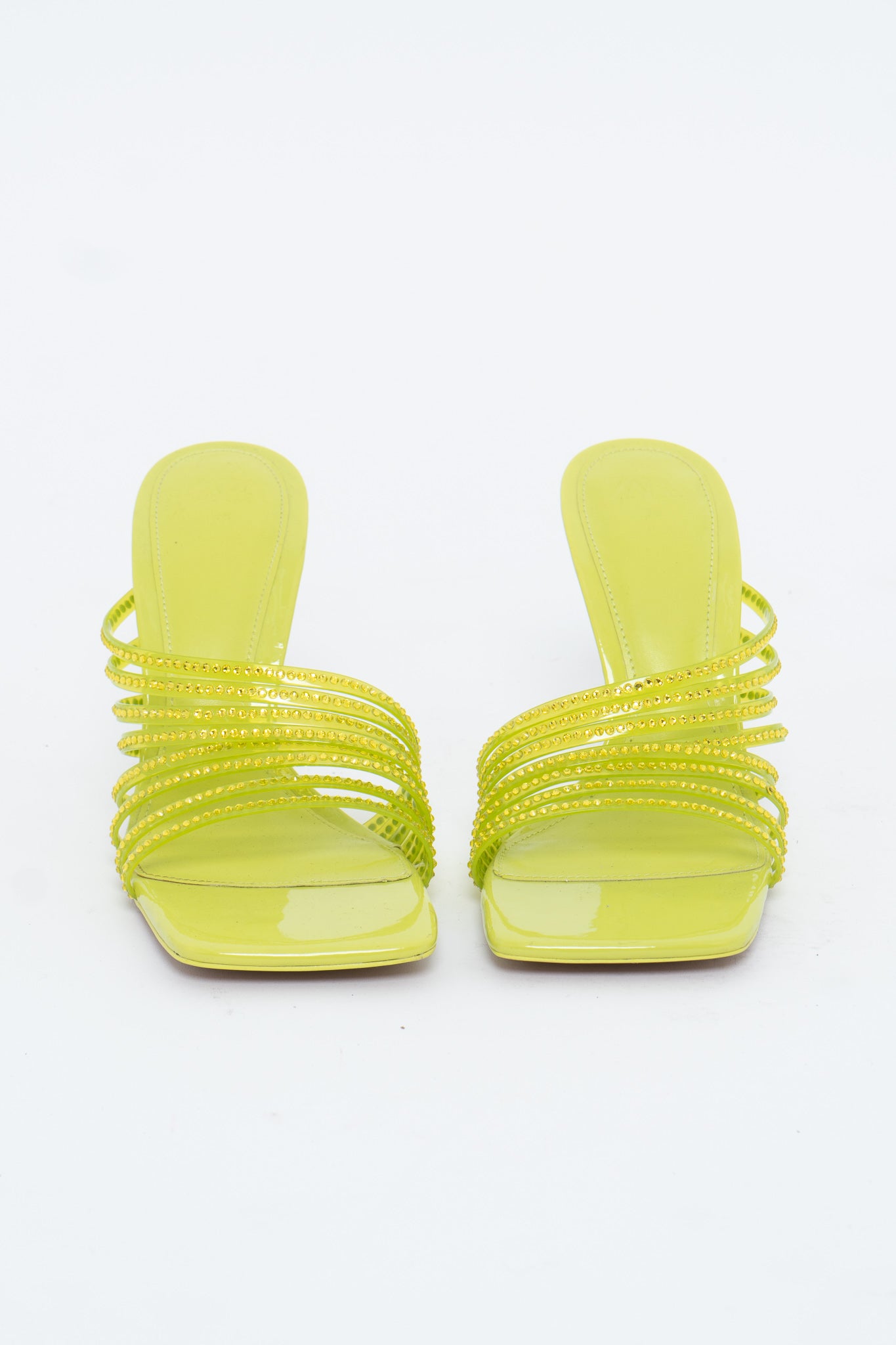 ZARA x Neon Yellow Rhinestone Strappy Heels (7)
