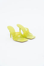 Load image into Gallery viewer, ZARA x Neon Yellow Rhinestone Strappy Heels (7)
