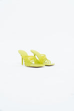 Load image into Gallery viewer, ZARA x Neon Yellow Rhinestone Strappy Heels (7)