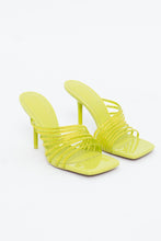 Load image into Gallery viewer, ZARA x Neon Yellow Rhinestone Strappy Heels (7)
