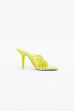 Load image into Gallery viewer, ZARA x Neon Yellow Rhinestone Strappy Heels (7)