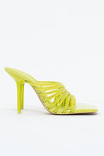 Load image into Gallery viewer, ZARA x Neon Yellow Rhinestone Strappy Heels (7)