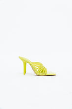 Load image into Gallery viewer, ZARA x Neon Yellow Rhinestone Strappy Heels (7)