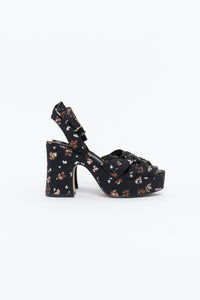 NINE WEST x Floral Fabric Platform Heels (7, 7.5)