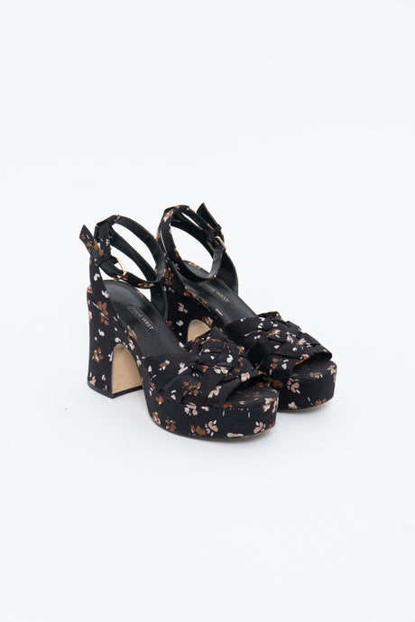 NINE WEST x Floral Fabric Platform Heels (7, 7.5)