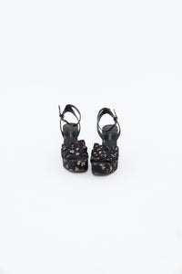 NINE WEST x Floral Fabric Platform Heels (7, 7.5)