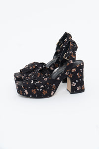 NINE WEST x Floral Fabric Platform Heels (7, 7.5)