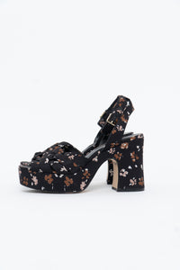 NINE WEST x Floral Fabric Platform Heels (7, 7.5)