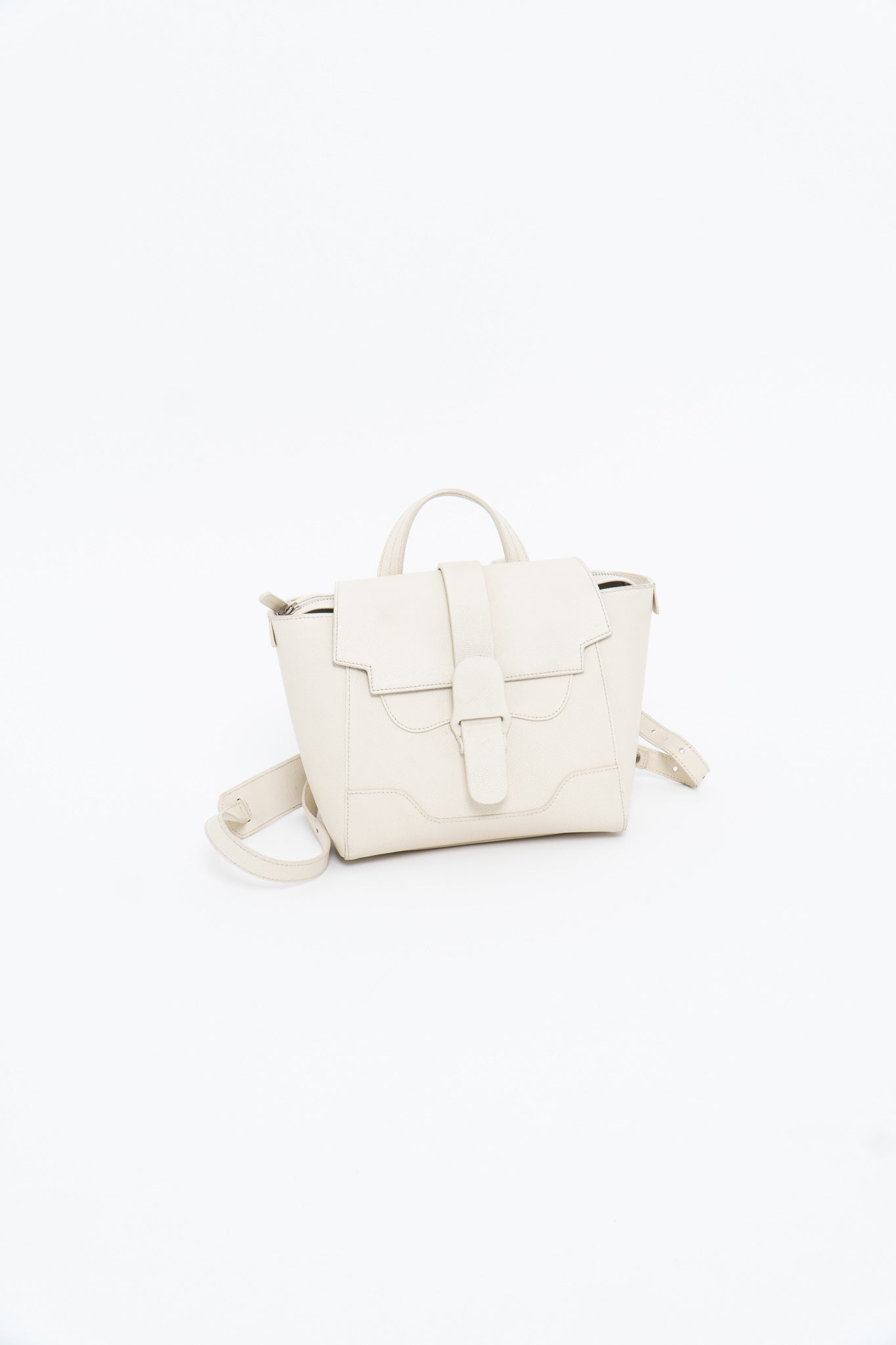 SENREVE x Cream Pebble Leather Structured Purse