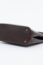 Load image into Gallery viewer, Vintage. BARBARA MILANO Brown Leather Croc Purse