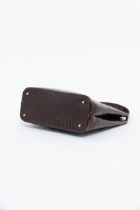Vintage. BARBARA MILANO Brown Leather Croc Purse