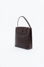 Load image into Gallery viewer, Vintage. BARBARA MILANO Brown Leather Croc Purse