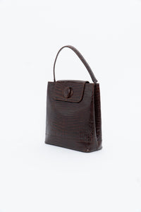 Vintage. BARBARA MILANO Brown Leather Croc Purse
