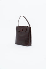 Load image into Gallery viewer, Vintage. BARBARA MILANO Brown Leather Croc Purse