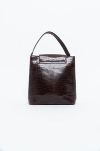 Vintage. BARBARA MILANO Brown Leather Croc Purse