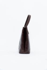 Vintage. BARBARA MILANO Brown Leather Croc Purse