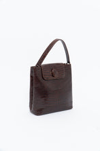 Load image into Gallery viewer, Vintage. BARBARA MILANO Brown Leather Croc Purse