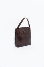 Load image into Gallery viewer, Vintage. BARBARA MILANO Brown Leather Croc Purse