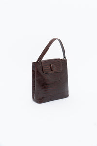 Vintage. BARBARA MILANO Brown Leather Croc Purse