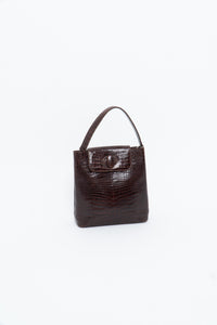 Vintage. BARBARA MILANO Brown Leather Croc Purse